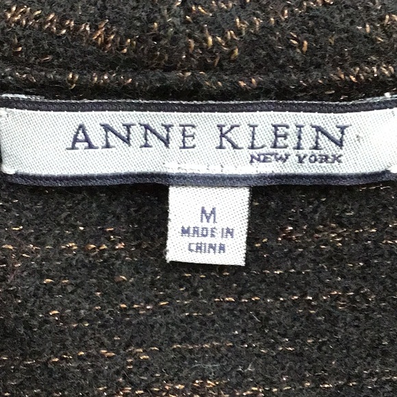 Anne Klein Black Metallic Copper Gold Vintage Knit Blazer Medium - Picture 3 of 10